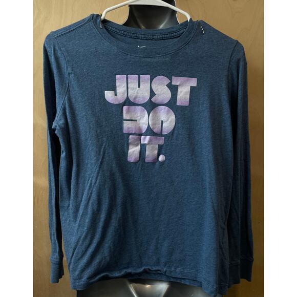 Just Do It Nike Long Sleeve Navy Shirt - Picture 1 of 3